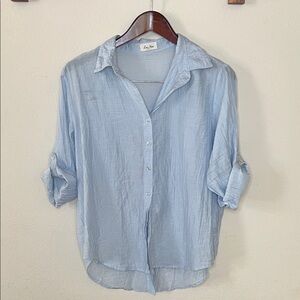 Love Notes Button Down Flowy Top Size Large Sheer Casual